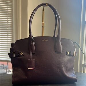 Henri Bendel Carlyle Burgundy Pebbled Leather Satchel